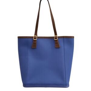 Crocs Blue Rubber Tote Bag Leather Trim Shoulder Bag Water-Resistant Carryall